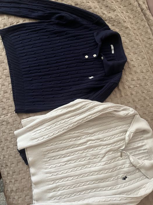 две кофты поло,темно синий и белый