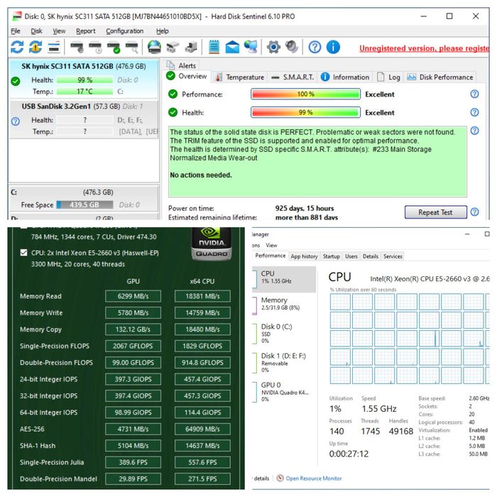 Lenovo P900 2* Xeon E5-2660 v3, 32GB RAM, Quadro K4200, 512GB SSD