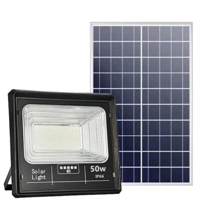 PACHET 3 X Proiector LED Cu Panou Solar , 50W, Control Prin Telecomand