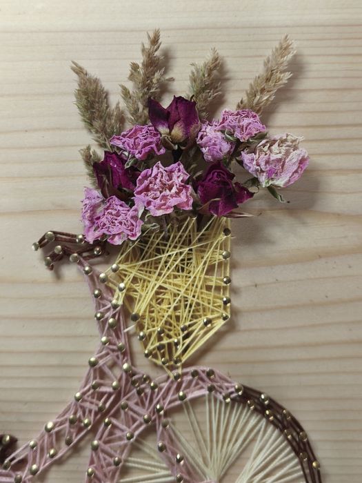 Два броя картини ретро колело със сухи цветя