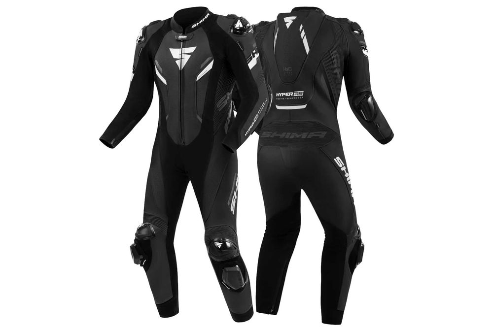 Кожен мото екип SHIMA RS-01 Black  1част,гърбица,слайдери, протектори