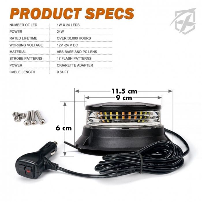 12V 24V 120W Лед Led Червена Диодна Сигнална Аварийна Лампа Маяк