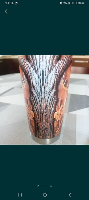 Pahar cu model de lemn si cerb si capac,