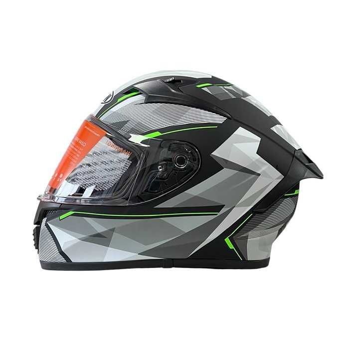 Каска за мотор Matt Black/Green -108-10