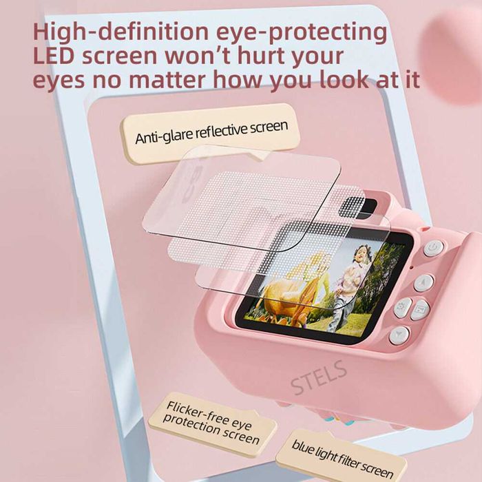 Детски фотоапарат STELS KittyCam X300, 40MP, Селфи детска камера, USB-C