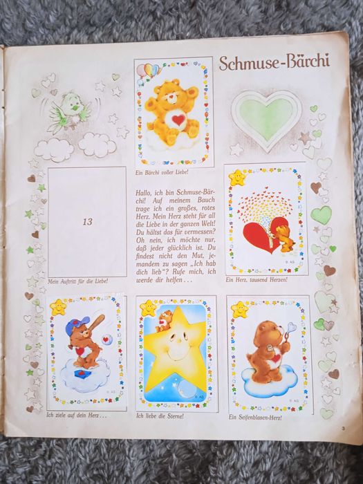 PANINI Care Bears - стар албум за стикери Панини от 80-те години