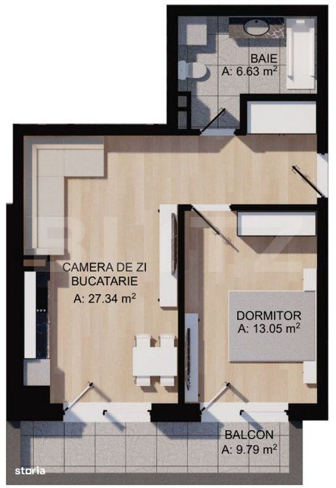 Apartament 2 camere, balcon 10mp, etaj intermediar, parcare, zona cent