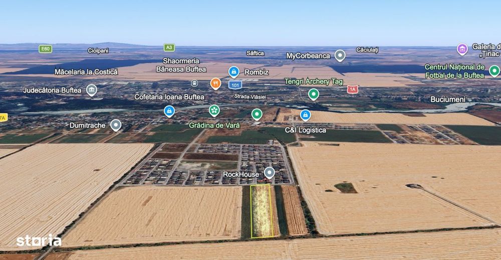 Teren 13.124 mp cu PUZ lotizare locuinte P+2E | Buftea | Investitie