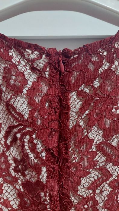 Дантелена рокля  бордо/червена, коледна7-8години