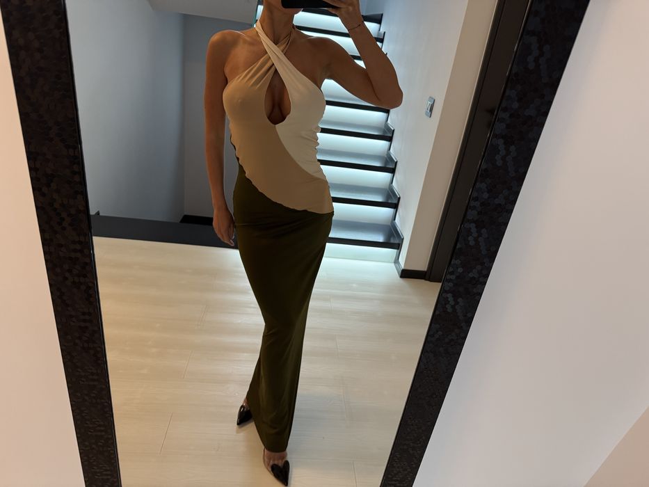 Rochie in trei culori lunga