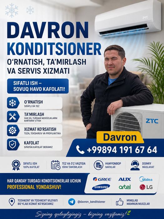 Kondisioner ustanofka qilamiz