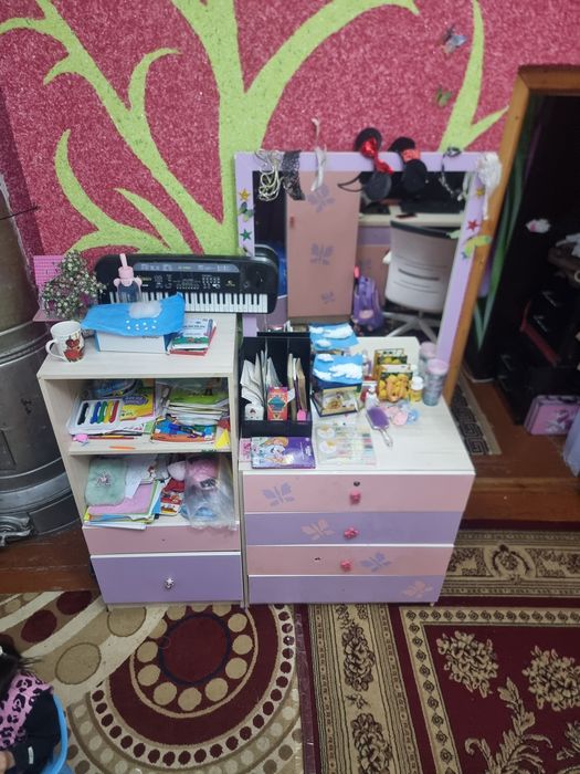 Детская мебель гарнитур двух этажный  комплект