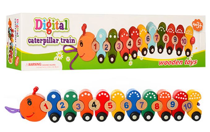 Дървено влакче с колела - Гъсеница / НОВО! Качество!