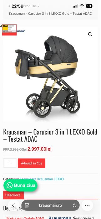 Carucior 3 in 1 Krausman lexxo gold