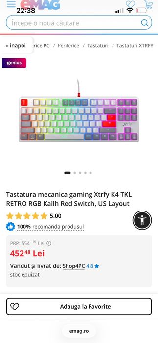 Tastatura mecanica XTRFY K 4