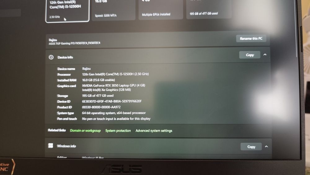 ASUS TUF F15(Идеал холатда+коробка, документ бор)