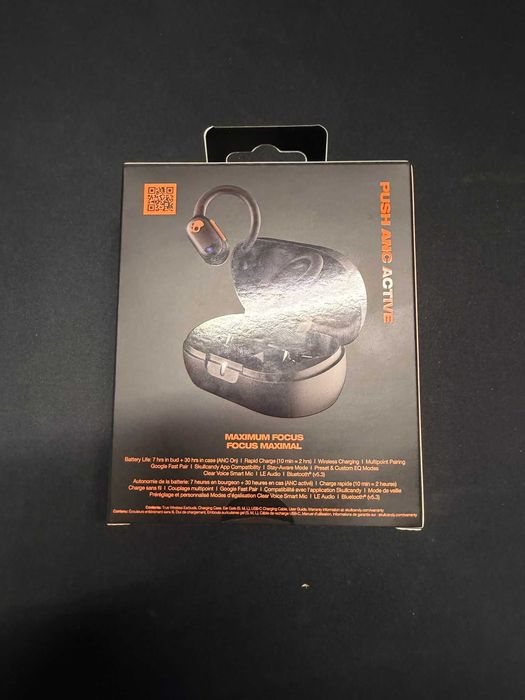 Căști true wireless Skullcandy Push ANC Active, sigilate în cutie, nedesfăcute. Culoare Black/Orange.