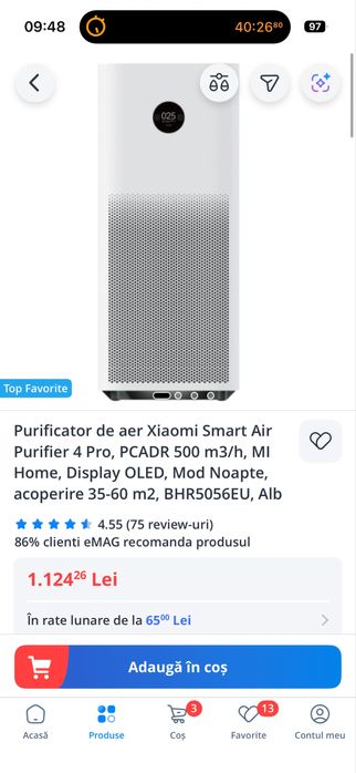 Purificator aer Xiaomi Smart Air Purifier 4 Pro