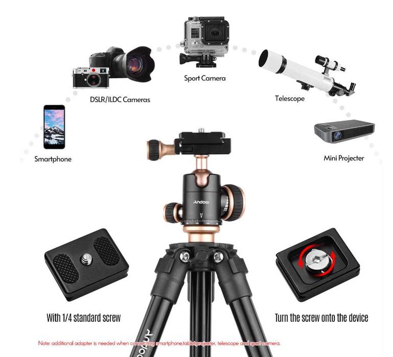 Висококачествен статив / трипод Andoer с панорамна глава