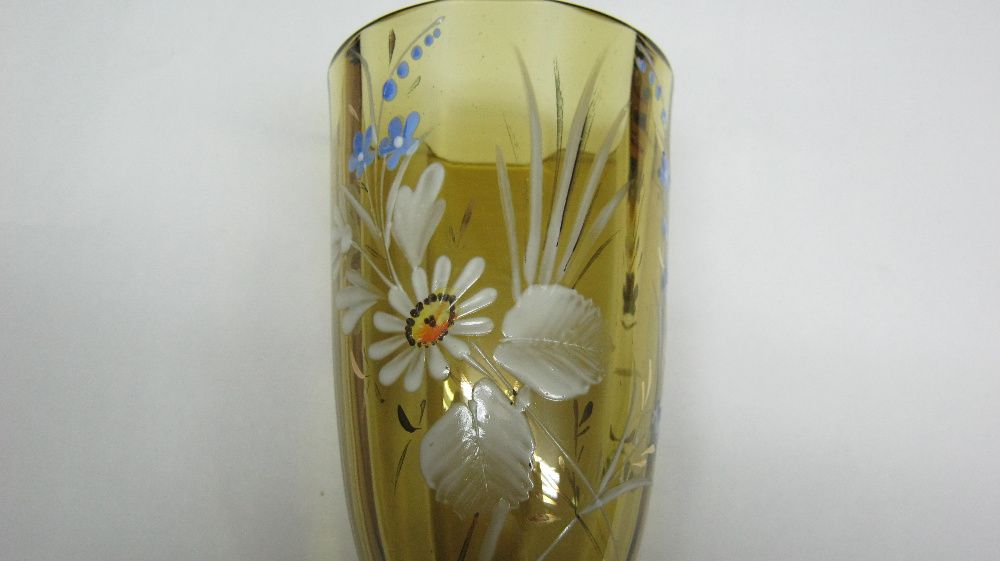 Pahar sticla,pictura manuala,1942.Cadou de botez.