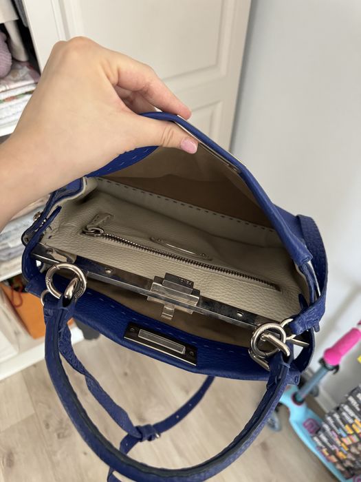 Fendi Blue Leather Medium Peekaboo