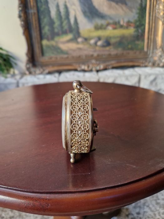 Прекрасен антикварен колекционерски немски бронзов будилник Blessing