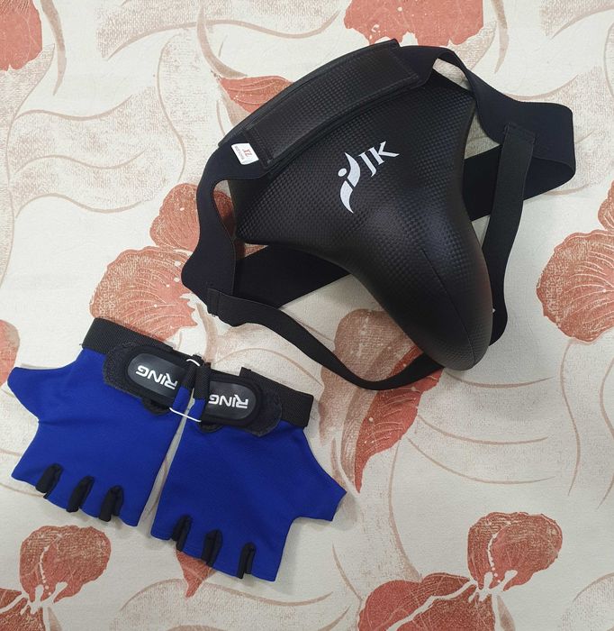 Комплект - кикбокс бандаж(протектор), и фитнес ръкавици