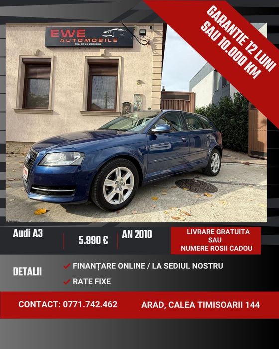 Audi A3 191000km Rate Fixe Garantie 12 Luni Livrare Gratuita
