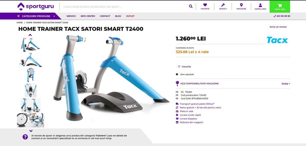 Vând Trainer Bicicletă Tacx Satori Smart T2400 - NOU