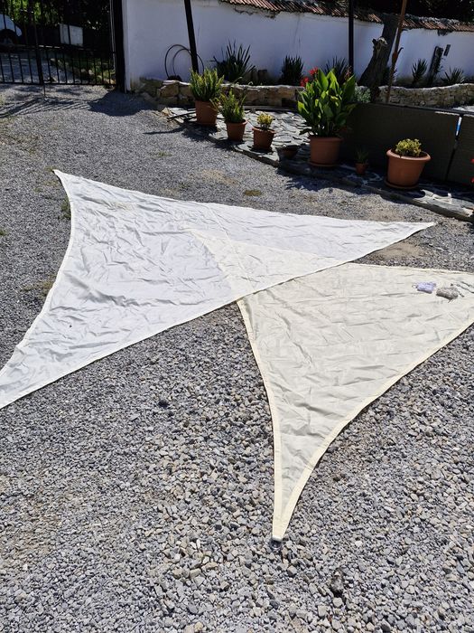 Тенти,триъгълни с обтегачи и въжета