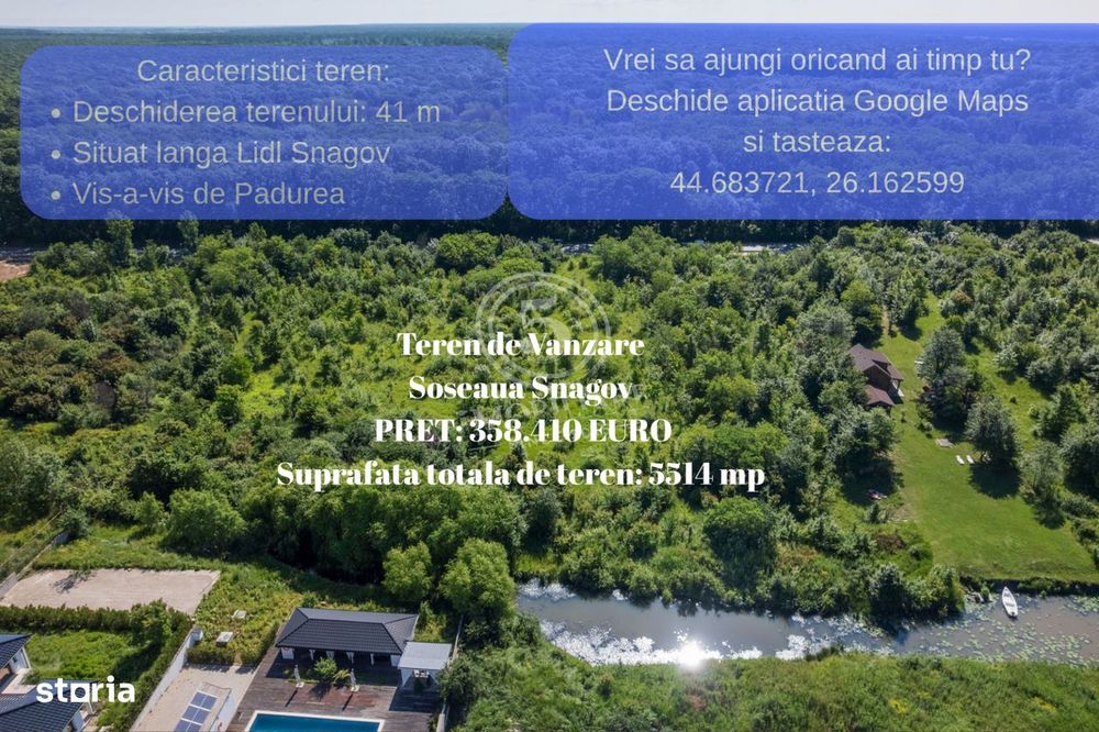 Teren 5.515 mp langa Lidl Snagov – Iesire la Lacul Snagov