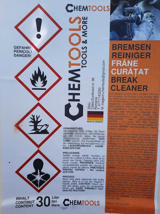 Cutatitor discuri butoi 30L.Curatator frane butoi Germania CHEMTOOLS.Degresant lichid Bremse.Degresant fara clatire rapid +tva