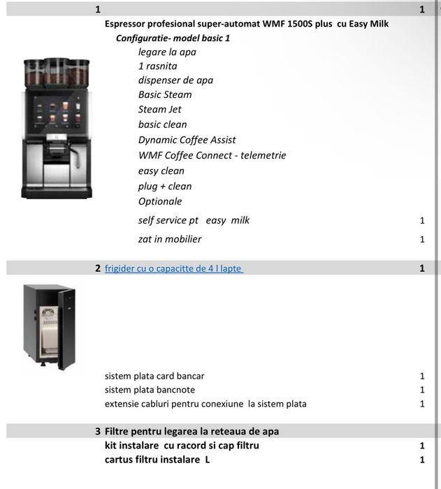 Espressor profesional superautomat WMF 1500S NOU+ sistem de plată Nyax