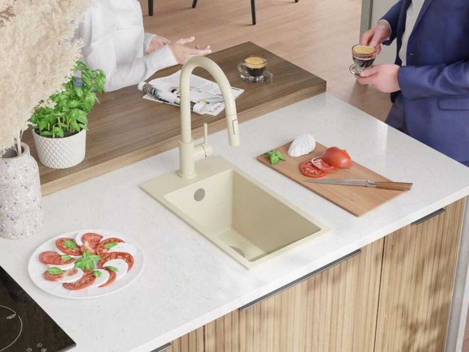 Беж кухненска гранитна мивка Рига 30 XL 280 x 500 mm