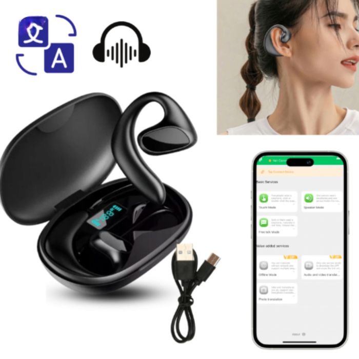 Безжични слушалки с AI превод 2 в 1 — превод в реално време