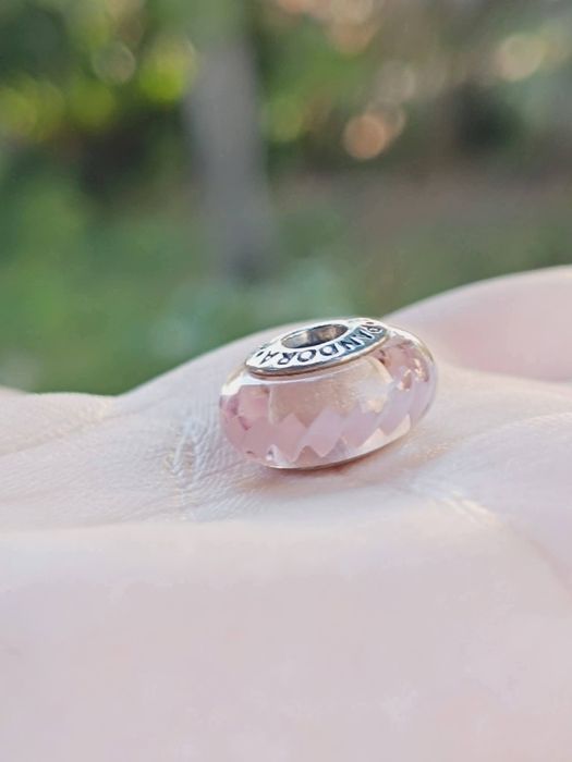 Charm Pandora 925 Murano Zig Zag Rosa Fuori