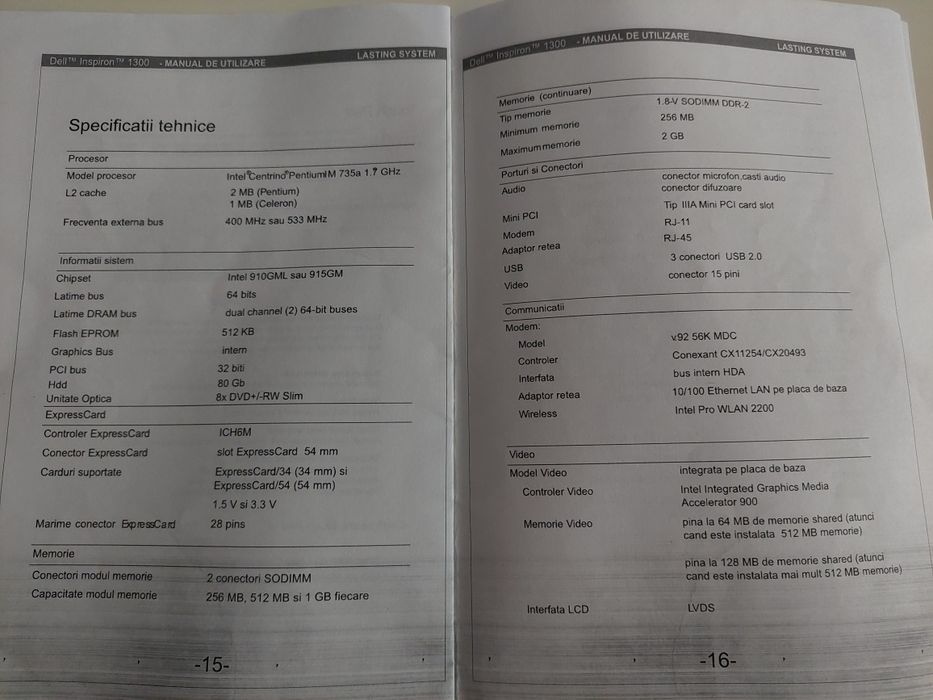 Laptop DELL Inspiron 1300