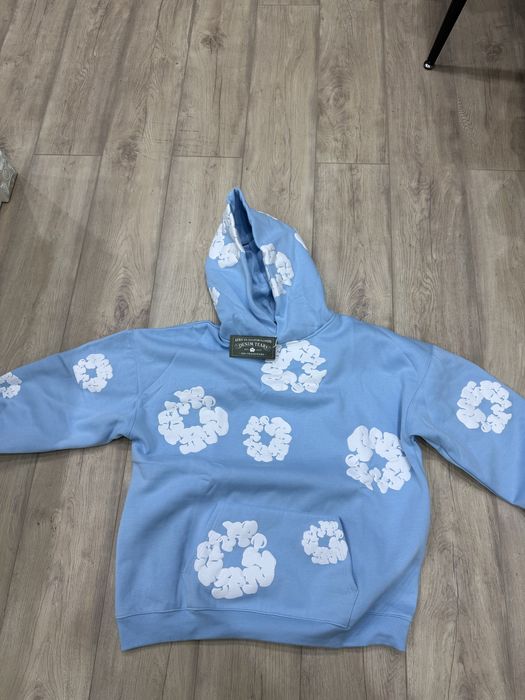 голубая худи denim tears