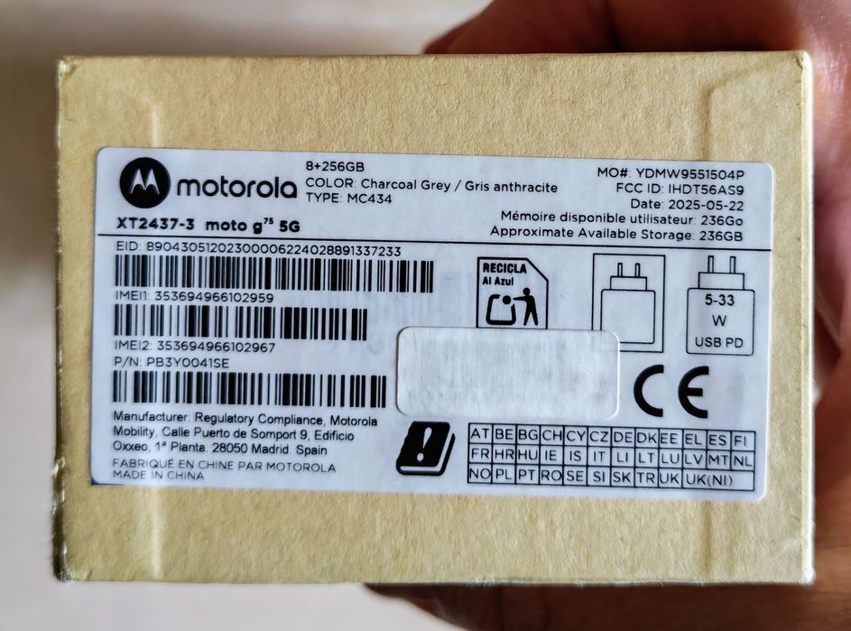 MOTOROLA Moto G75 5G  Charcoal Grey 8/256 GB nou,fullbox!