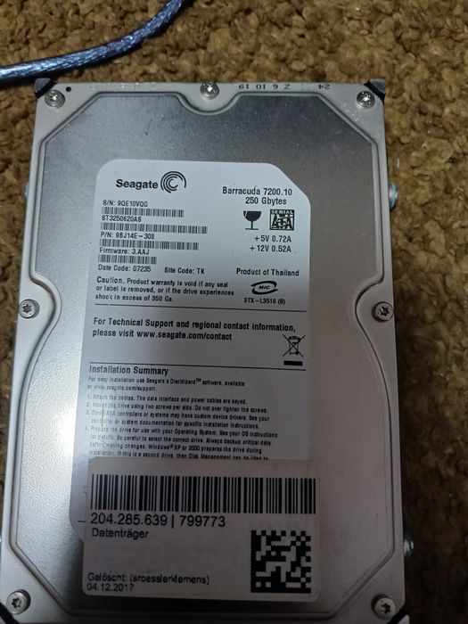 Твърд Диск Seagate Barracuda 7200.10 - 250 GB SATA II