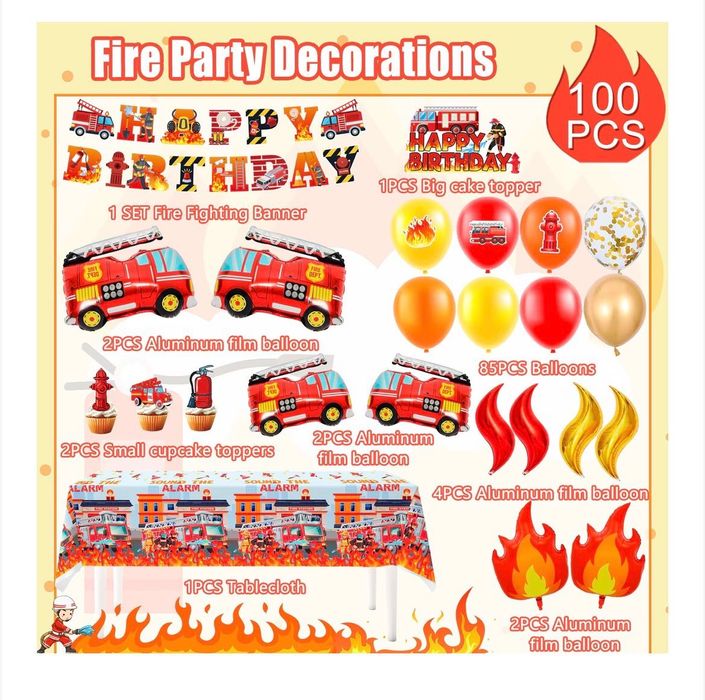 Балони за парти украса на тема Пожарна