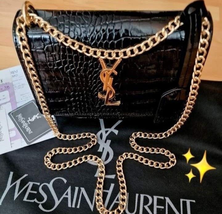 Geanta damă model croco,logo metalic, saculet, etichetă