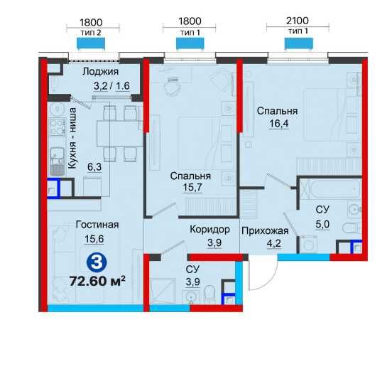 TAYYOR UY — 3 xonali, 72.60 m², 3/12-qavat, 25% chegirma bilan (X)