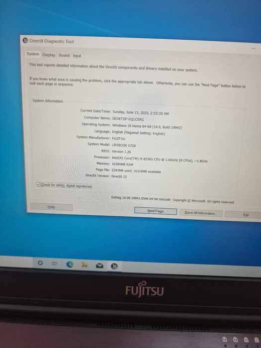 Laptop Fujitsu 14" SSD 512GB 16GB Baterie 3 ore Incarcator