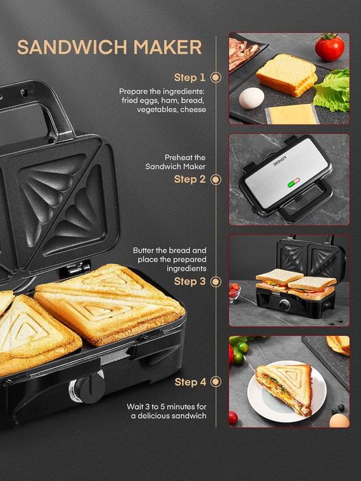 Грил/Тостер и Гофретник Fohere Sandwich Maker, 1200 W 3-in-1,Гаранция