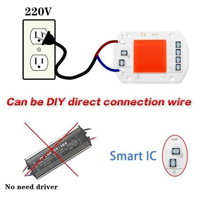 Фито лэд чип 50w лёд лампа светодиодная лед фитолампа гидропоника fito