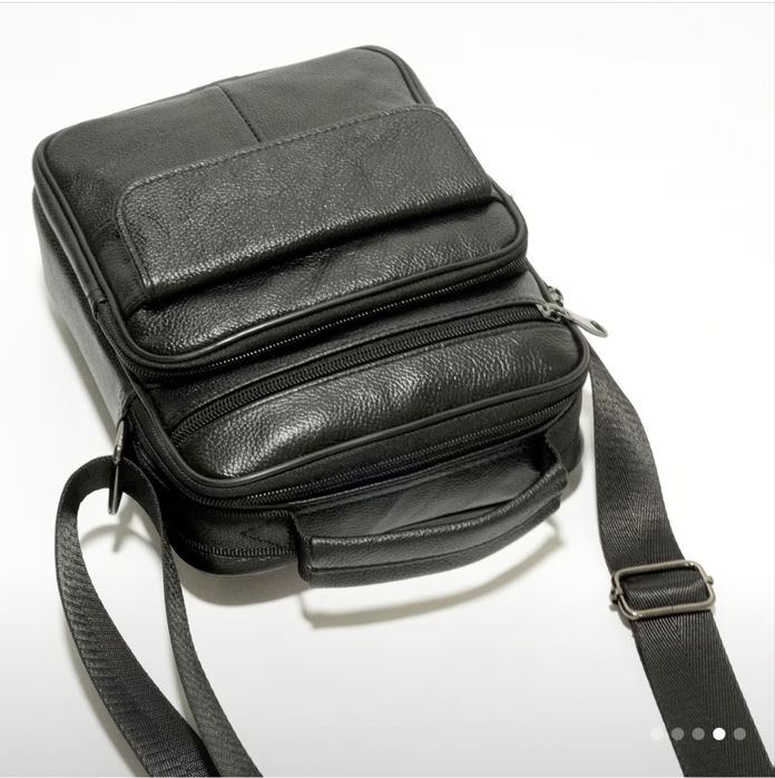 Мъжка ежедневна кожена чанта с класически дизайн /Черна естест. кожа!