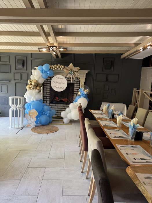 Украса за кръщене рожден ден арка от цветя и балони