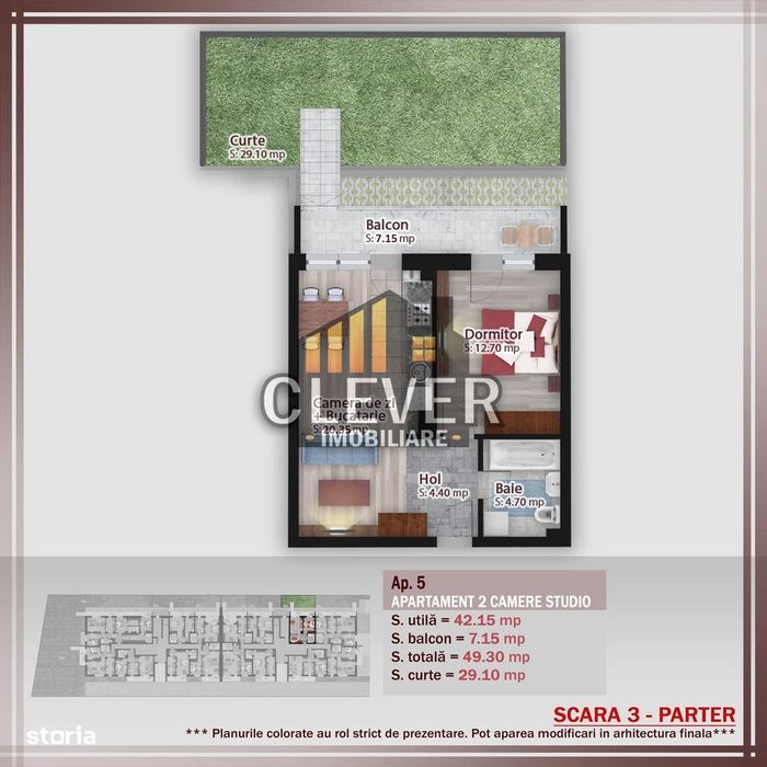 Apartament 2 camere Gradina 29mp-500m Statie STB Pallady