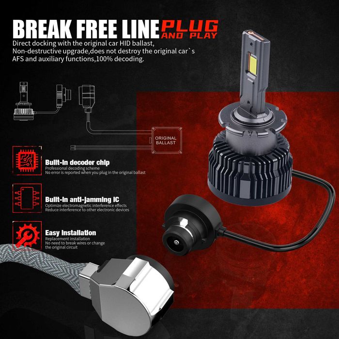 Set 2 Becuri D2S LED CANBUS 70W 24000LM 6000K Auto 12V